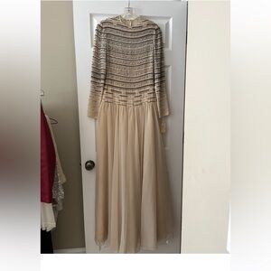 Vintage 70’s Victoria Royal Gown with chevron beading pearls & sequins, NWT